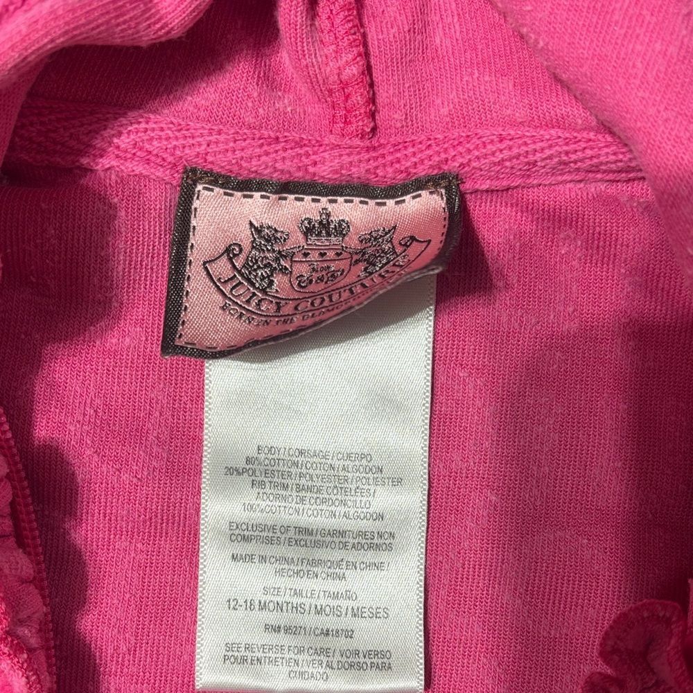 Vintage 90s y2k juicy couture 12/18mo terry track jacket ruffle hooded spell out - Picture 5 of 5